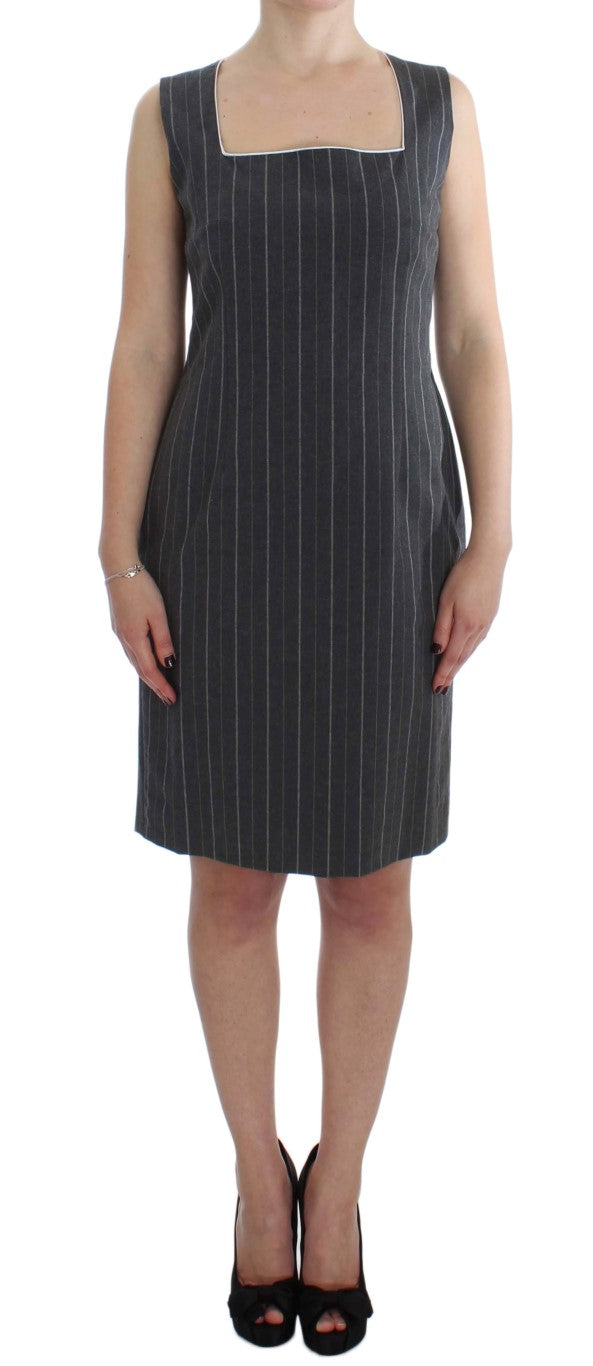 BENCIVENGA Elegant Gray Striped Dress & Blazer Suit Women's Set