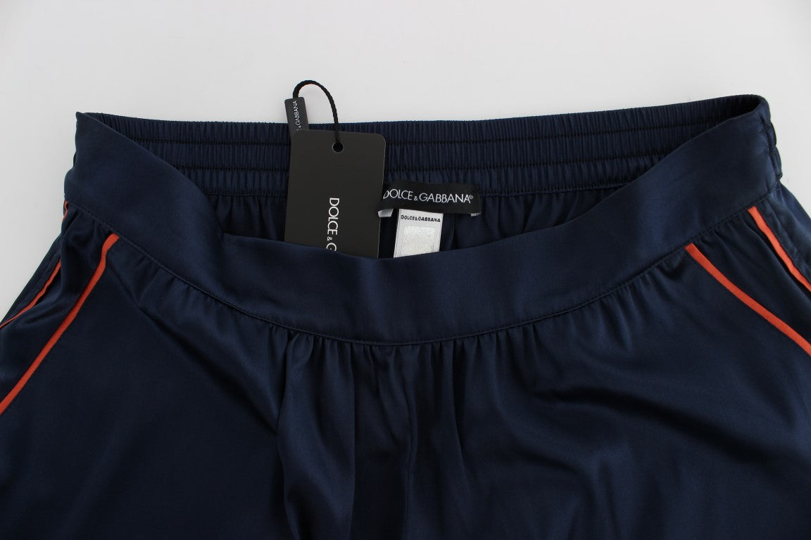 Dolce & Gabbana Blue Silk Stretch Sleepwear Women's Shorts