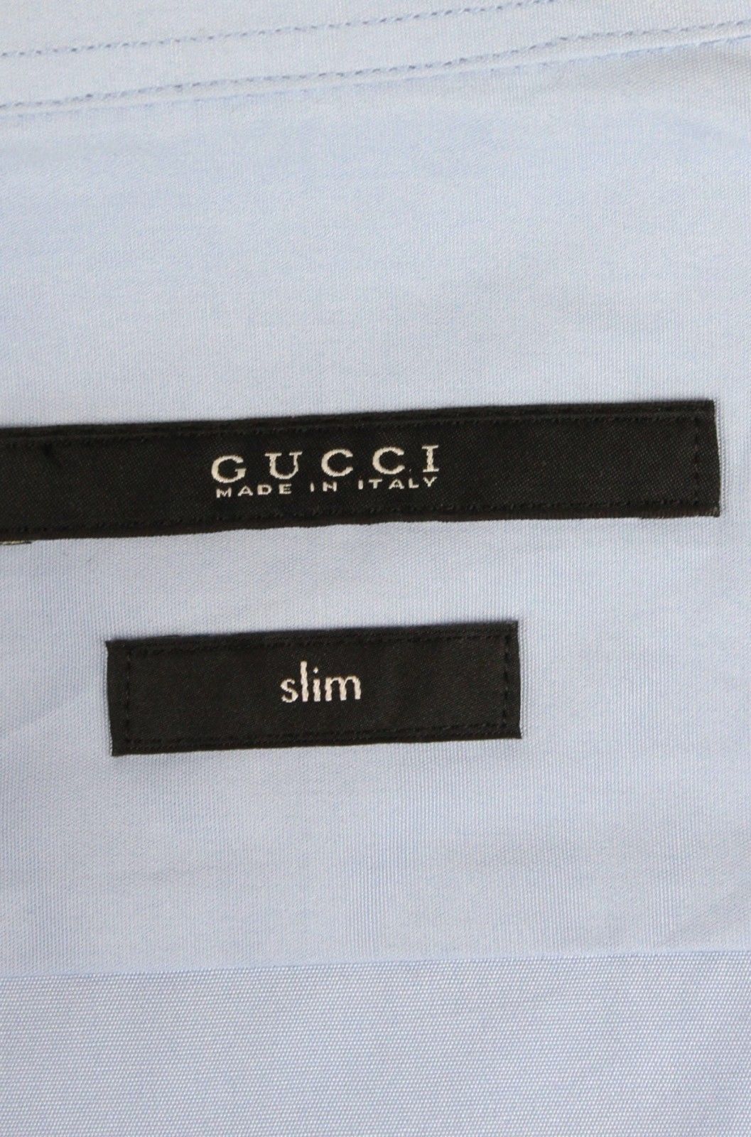 Gucci Men's Sky Blue Cotton Popeline Slim Fit Shirt