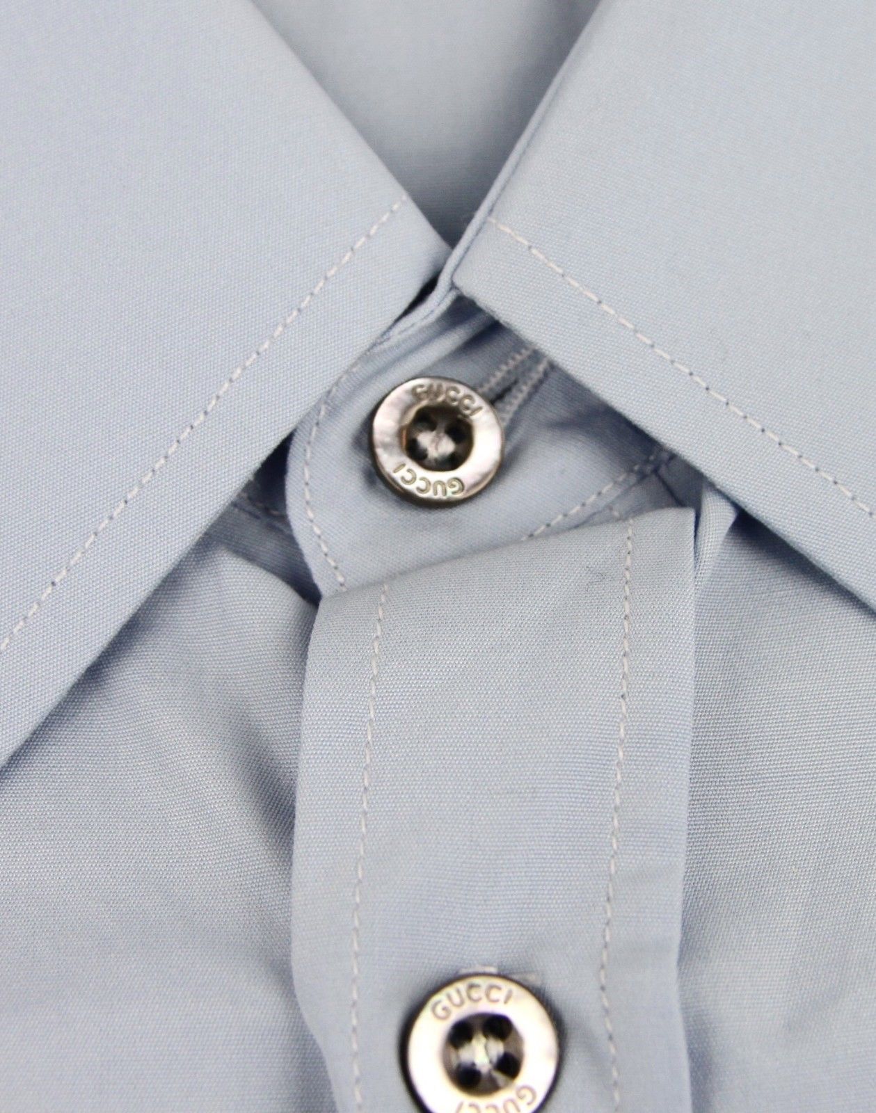 Gucci Men's Sky Blue Cotton Popeline Slim Fit Shirt