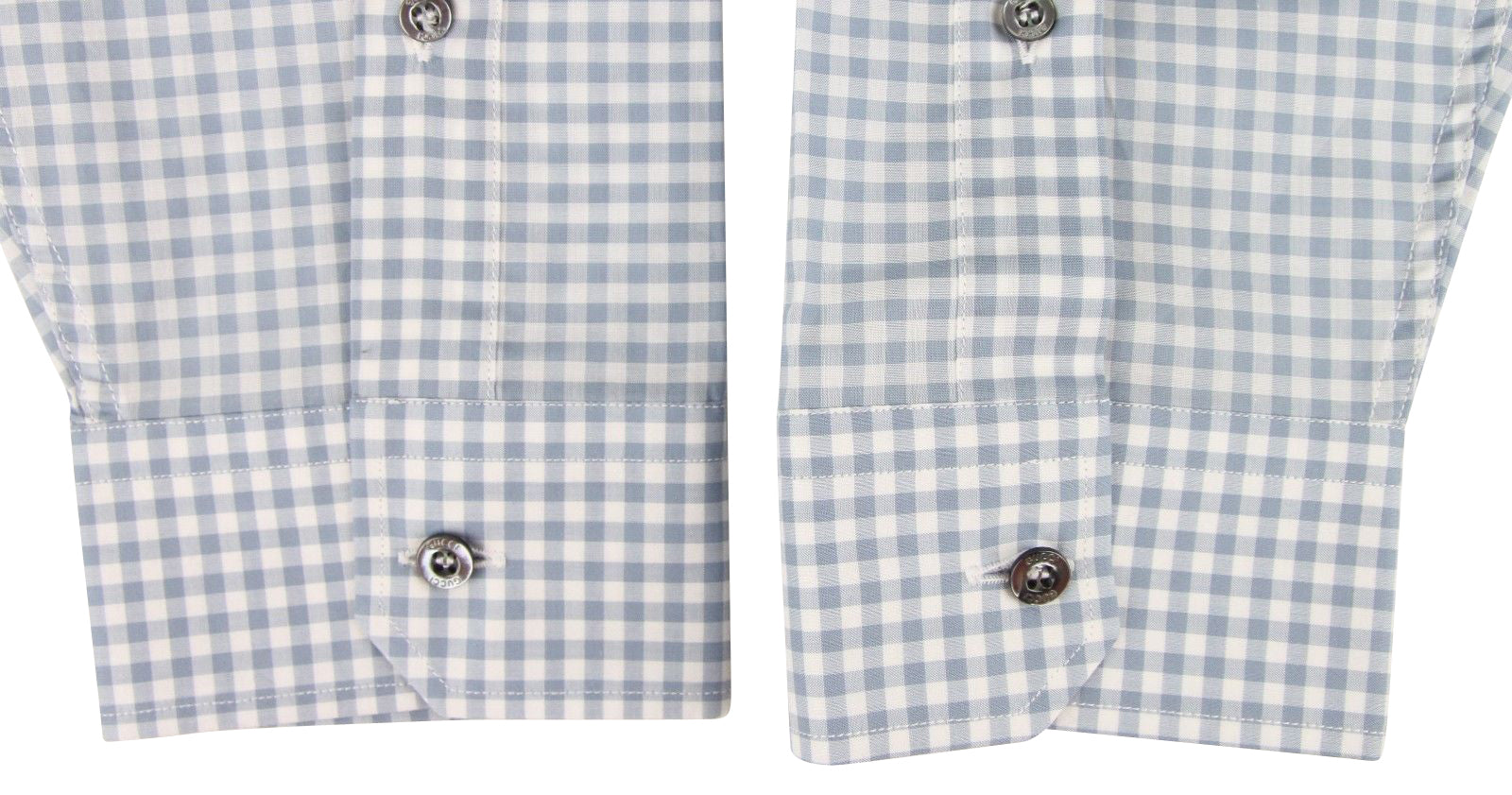 Gucci Men's Blue Topaz / White Cotton Vichy Checkered Slim Shirt