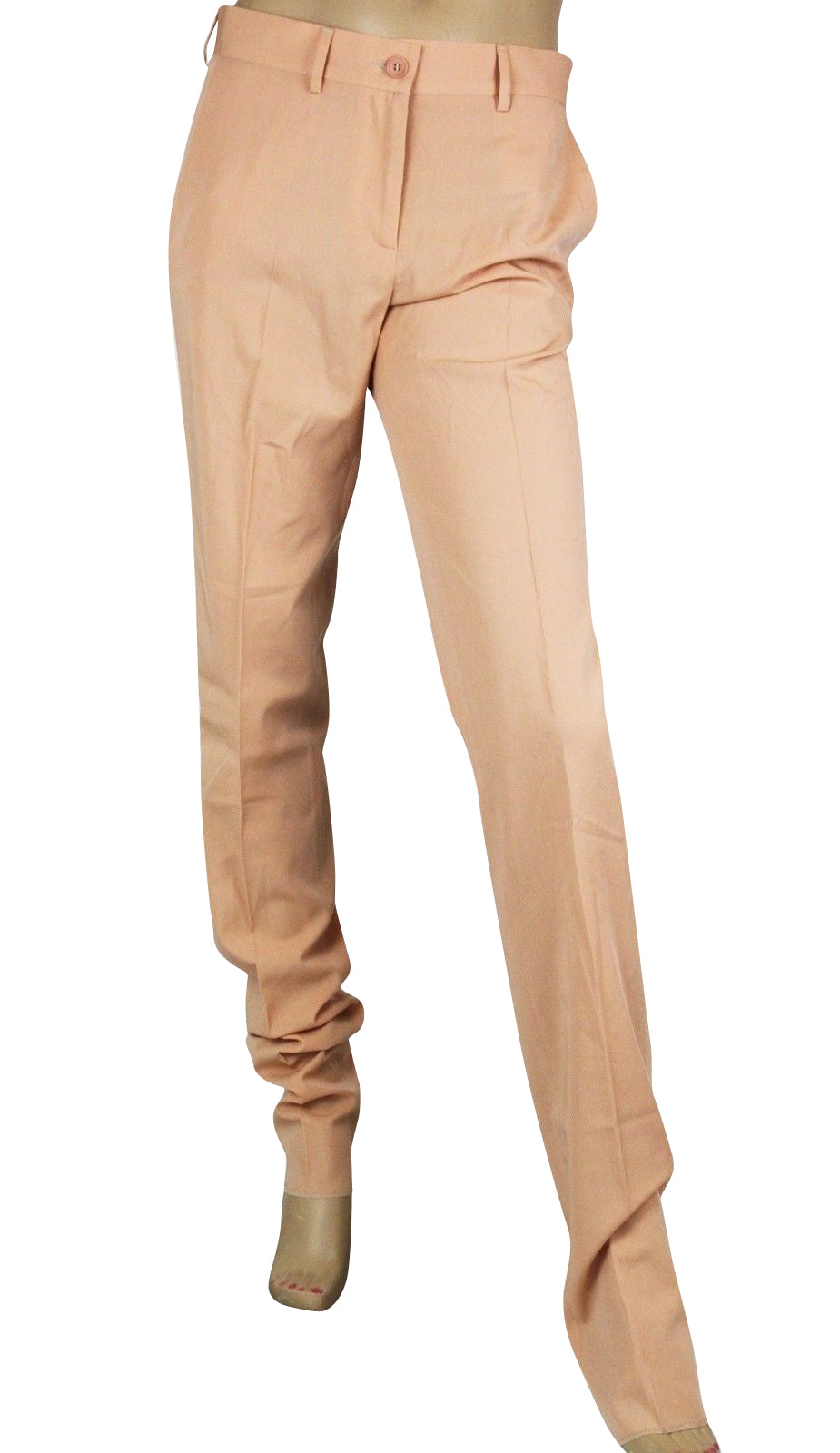 Bottega Veneta Women's Belt Line Peach Virgin Wool Dress Pant (44)