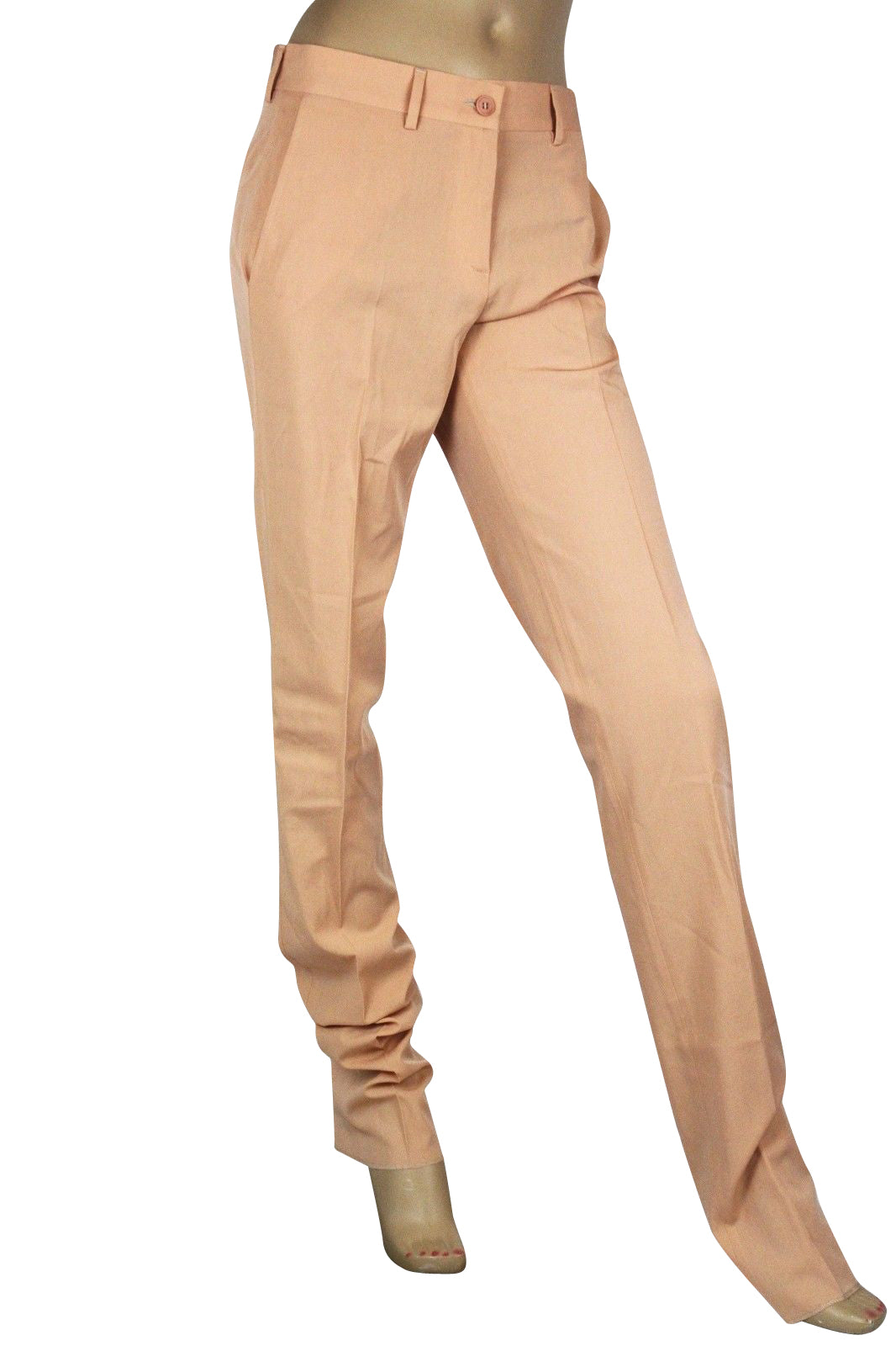 Bottega Veneta Women's Belt Line Peach Virgin Wool Dress Pant (44)