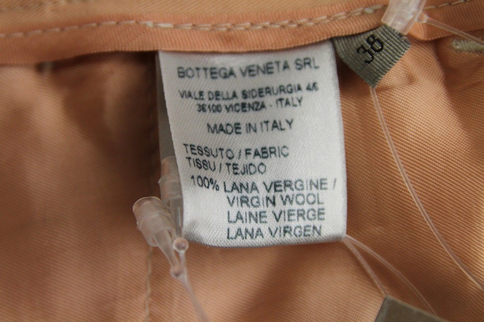 Bottega Veneta Women's Belt Line Peach Virgin Wool Dress Pant (44)