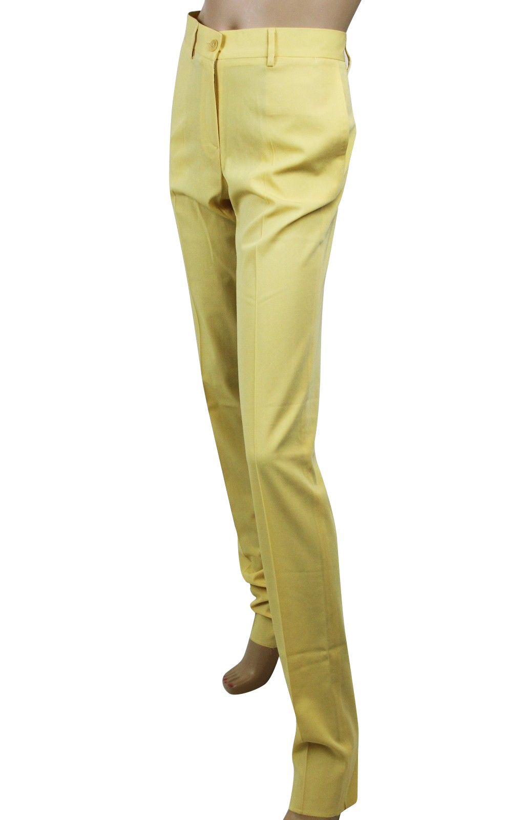 Bottega Veneta Women's Belt Line Yellow Virgin Wool Dress Pant (44)