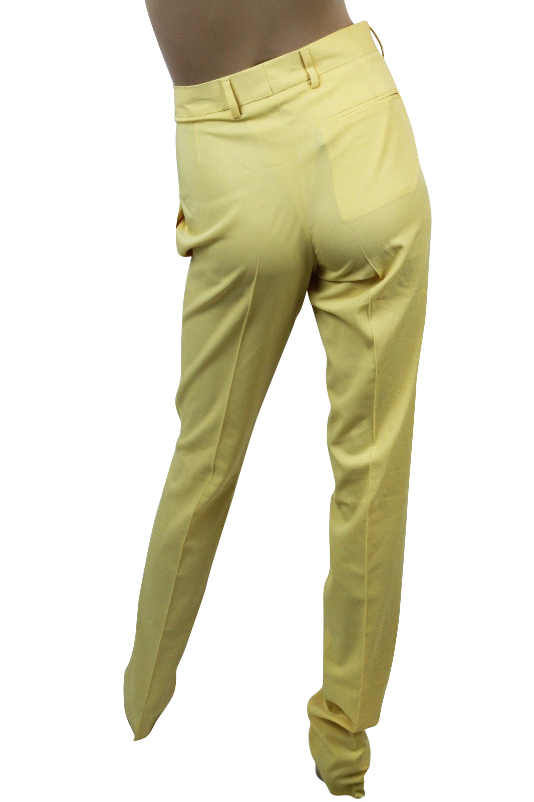 Bottega Veneta Women's Belt Line Yellow Virgin Wool Dress Pant (44)