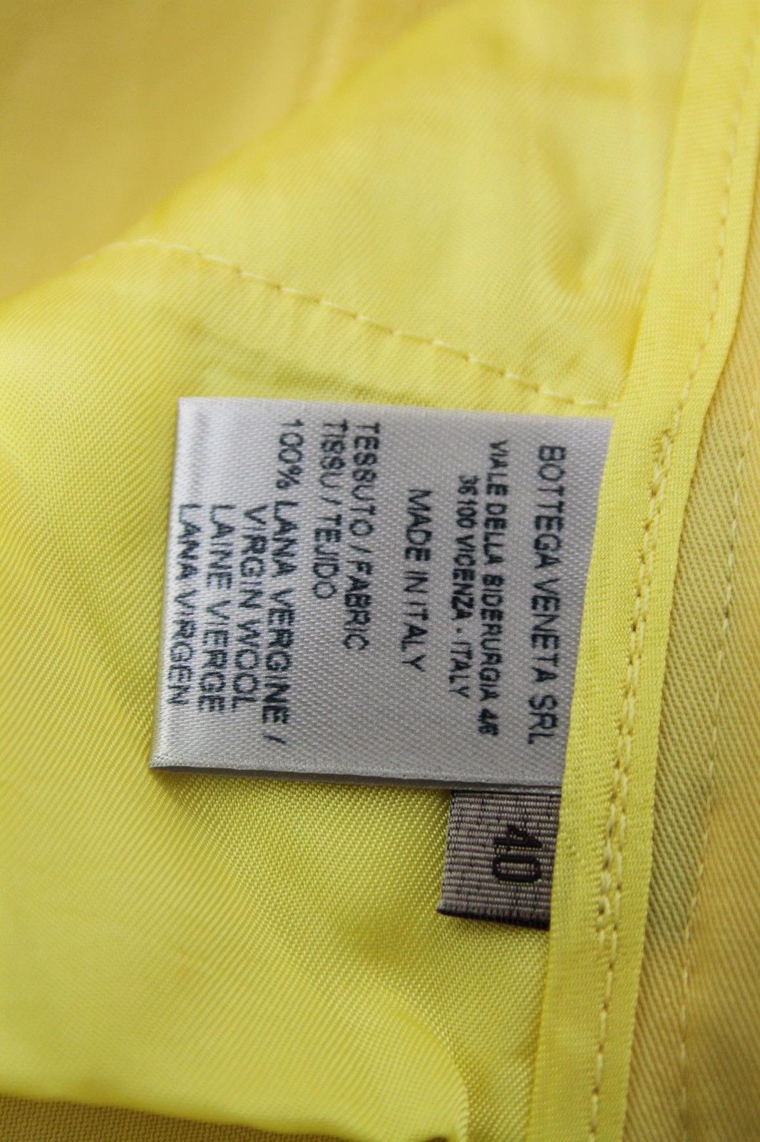 Bottega Veneta Women's Belt Line Yellow Virgin Wool Dress Pant (44)