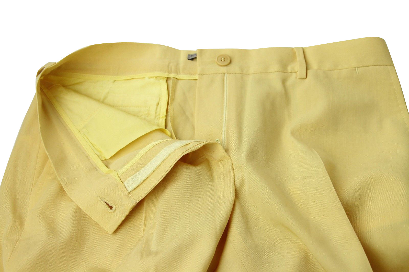 Bottega Veneta Women's Belt Line Yellow Virgin Wool Dress Pant (44)