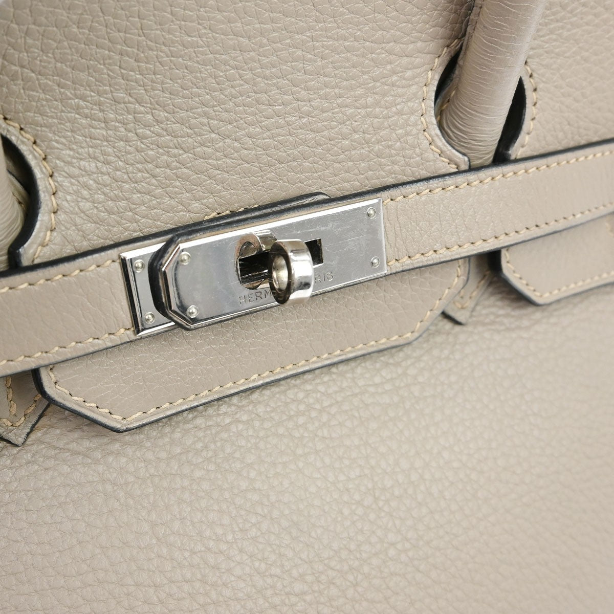 Hermes Birkin Beige Epsom With Palladium Hardware Beige Calfskin Handbag (Pre-Owned)