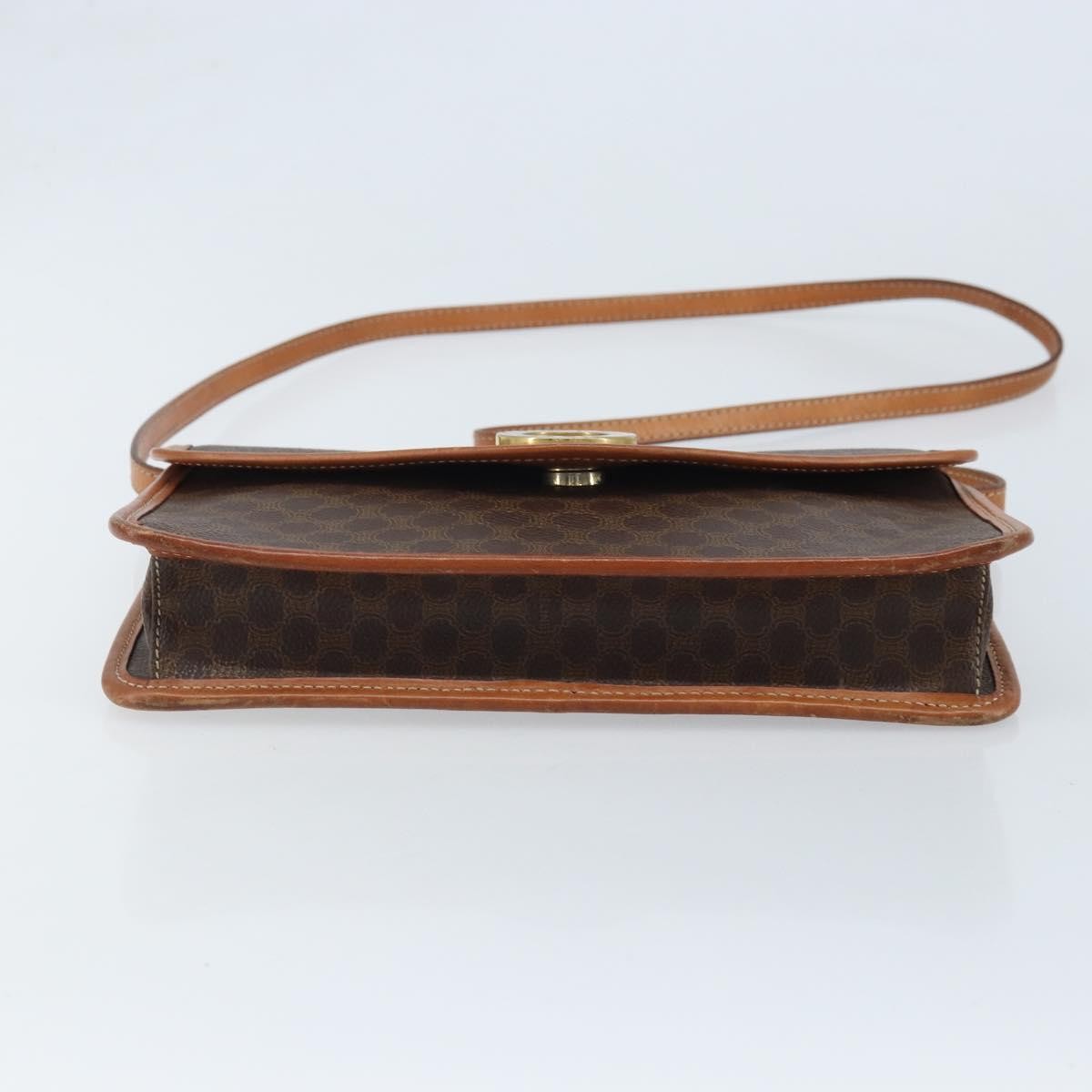 Celine Vintage Macadam Circle Logo Canvas And Leather Brown Canvas Shoulder Bag Bag (Pre-Owned)