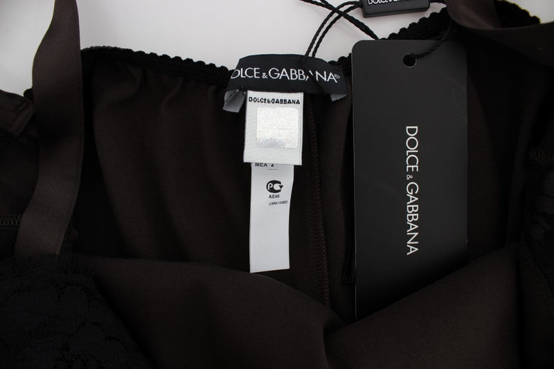 Dolce & Gabbana Elegant Lace-Trimmed Silk Lingerie Women's Top