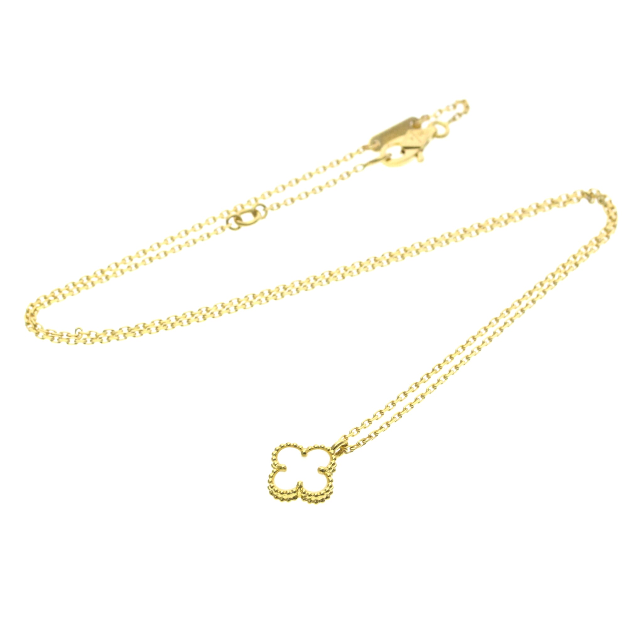 Van Cleef & Arpels Sweet Alhambra Pendant 18K Yellow Gold And Mother Of Pearl Gold Yellow_Gold Necklace Jewelry (Pre-Owned)