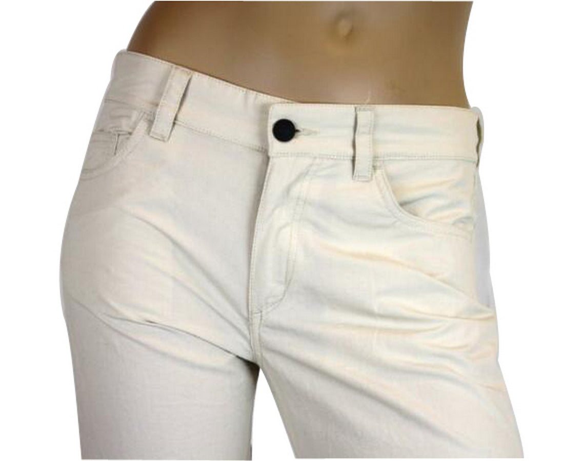 Bottega Veneta Women's Front Button Beige Cotton Flax Pants