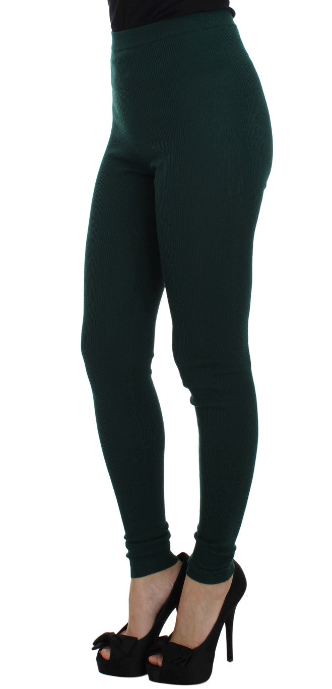 Dolce & Gabbana Green Cashmere Stretch Tights Women's Pants