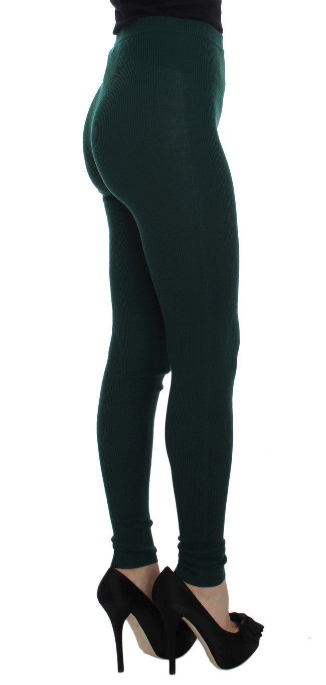 Dolce & Gabbana Green Cashmere Stretch Tights Women's Pants