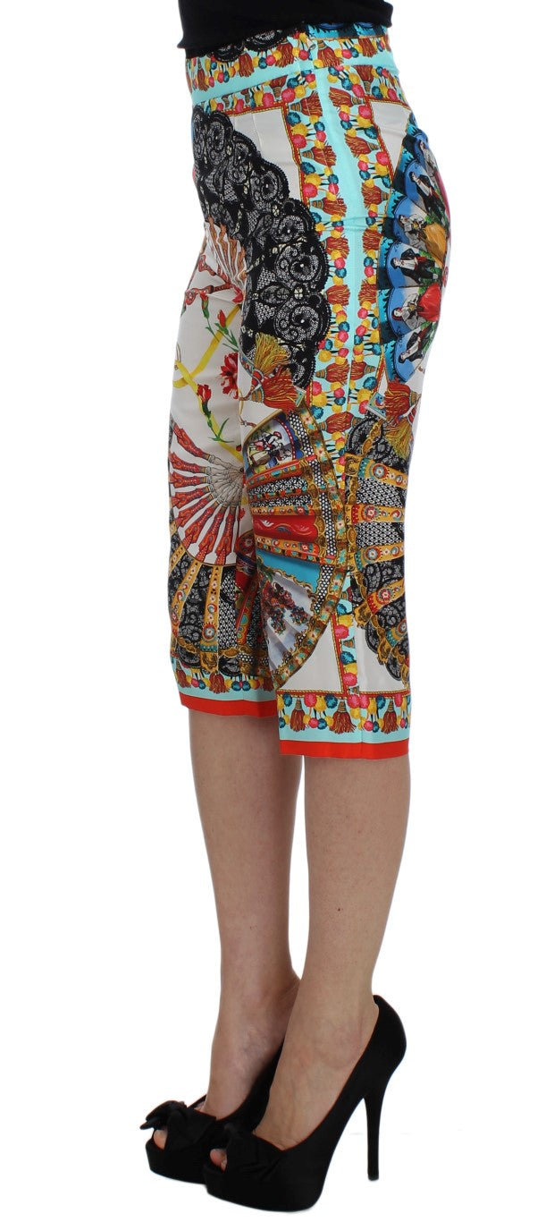 Dolce & Gabbana Multicolor Majolica Silk Capri Women's Pants