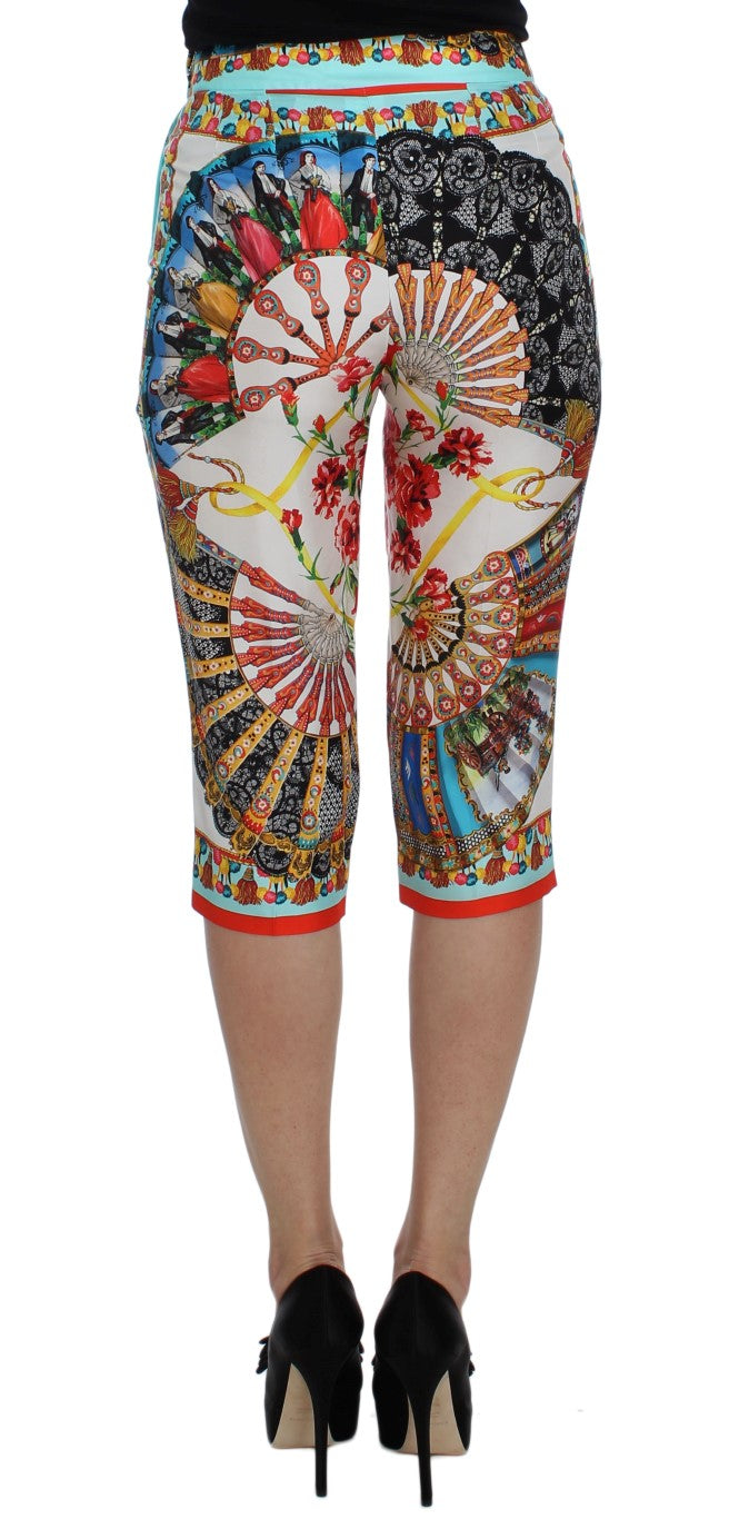 Dolce & Gabbana Multicolor Majolica Silk Capri Women's Pants