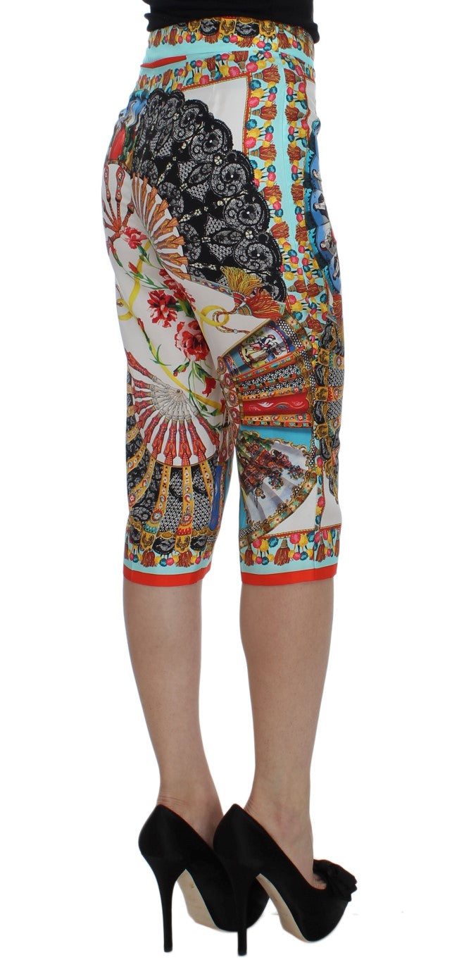Dolce & Gabbana Multicolor Majolica Silk Capri Women's Pants