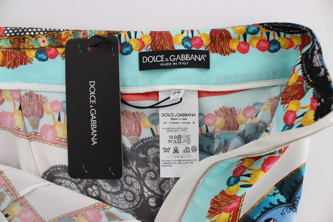 Dolce & Gabbana Multicolor Majolica Sicily Silk Women's Pants