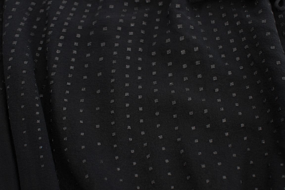 Exte Black Neck Wrap Top Women's Blouse
