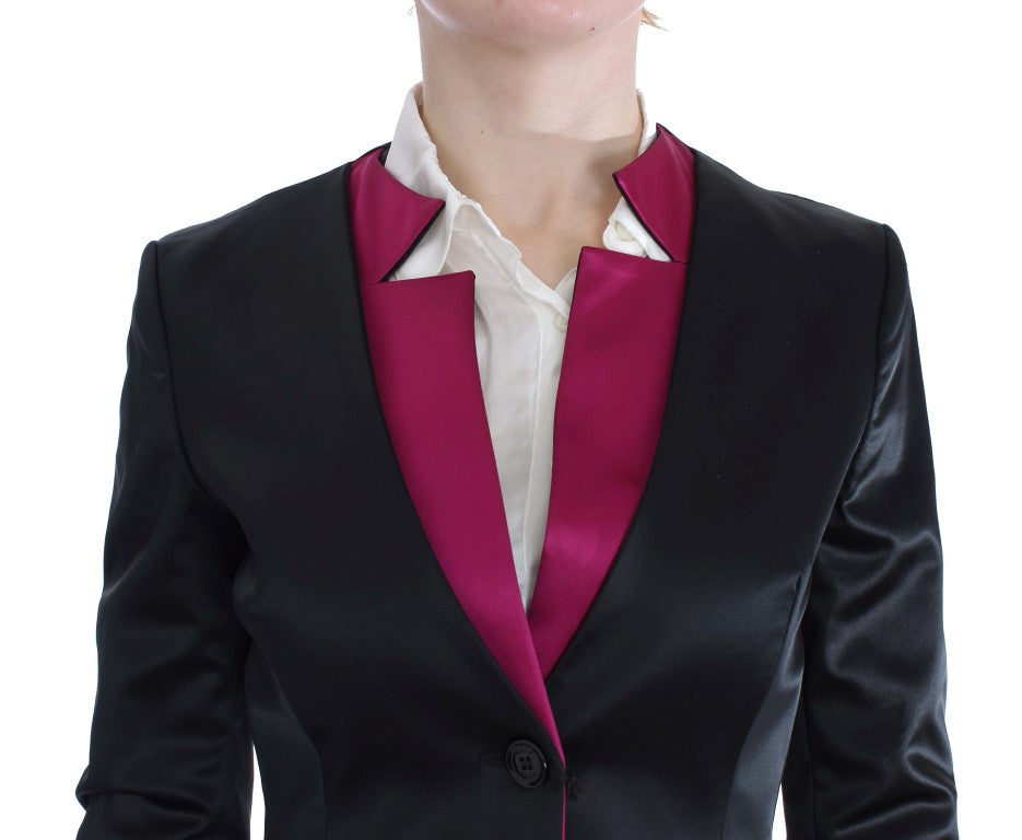 Exte Chic Black and Pink Skirt Suit Women's Ensemble