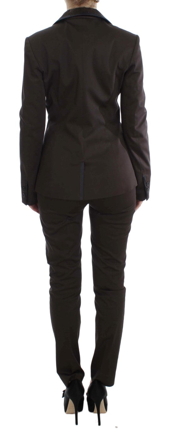 Exte Chic Brown Cotton-Elastane Suit Women's Set