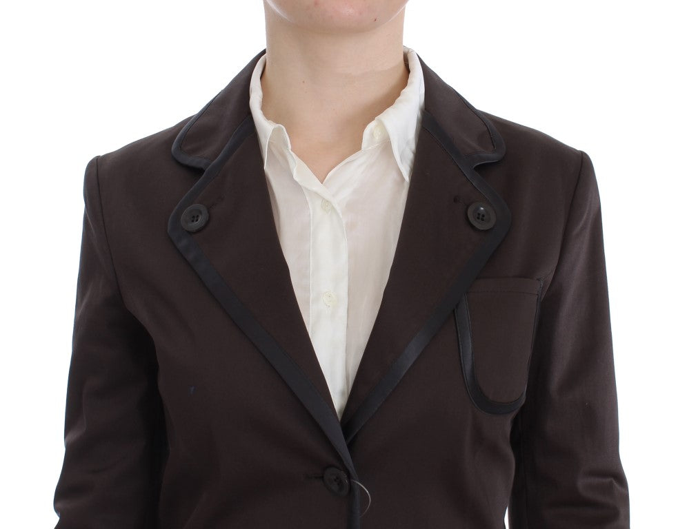 Exte Brown Stretch Two Button Women's Suit