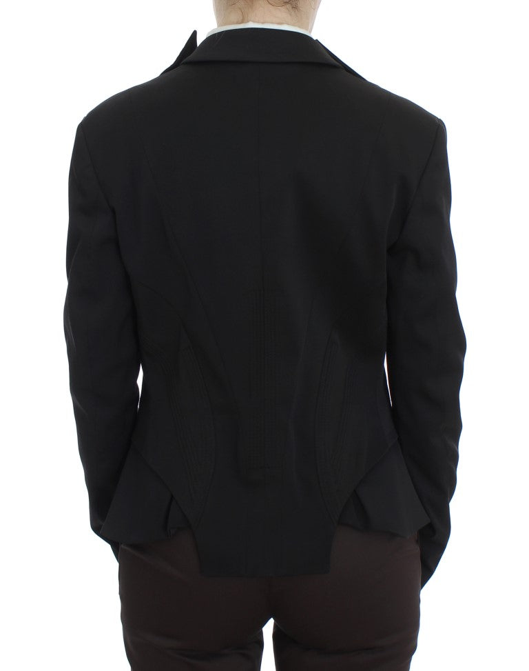 Exte Elegant Black Stretch Blazer Women's Jacket