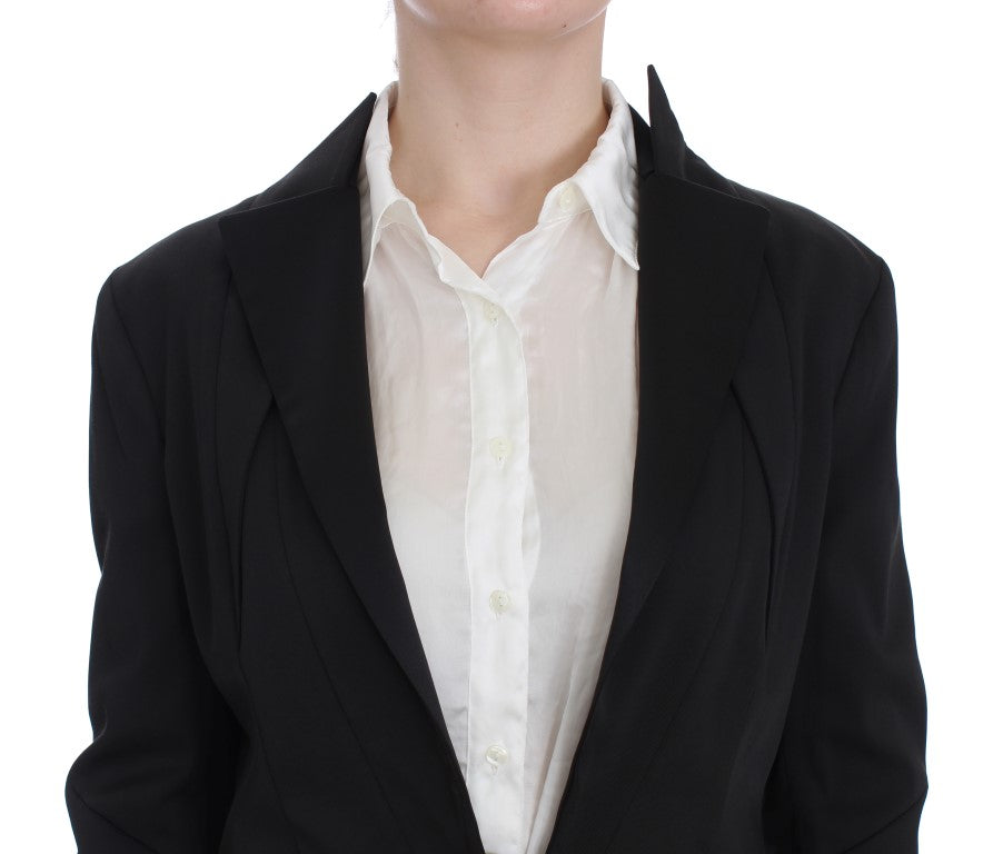 Exte Elegant Black Stretch Blazer Women's Jacket
