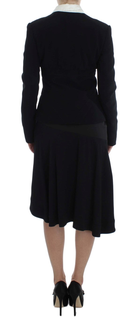 Exte Elegant Two-Piece Skirt Suit in Black & Women's Blue