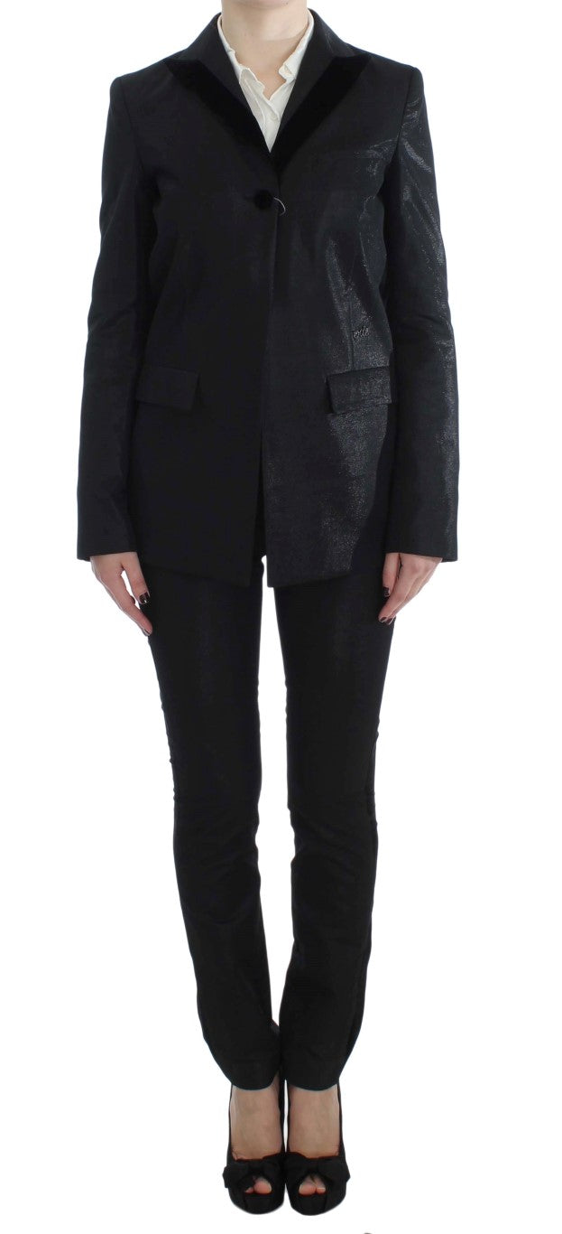 Exte Black One Button Three Piece Women's Suit