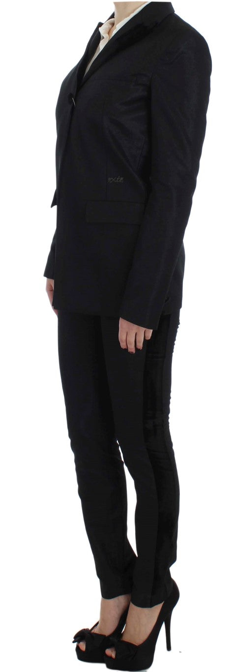 Exte Black One Button Three Piece Women's Suit