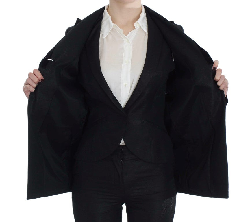 Exte Black One Button Three Piece Women's Suit