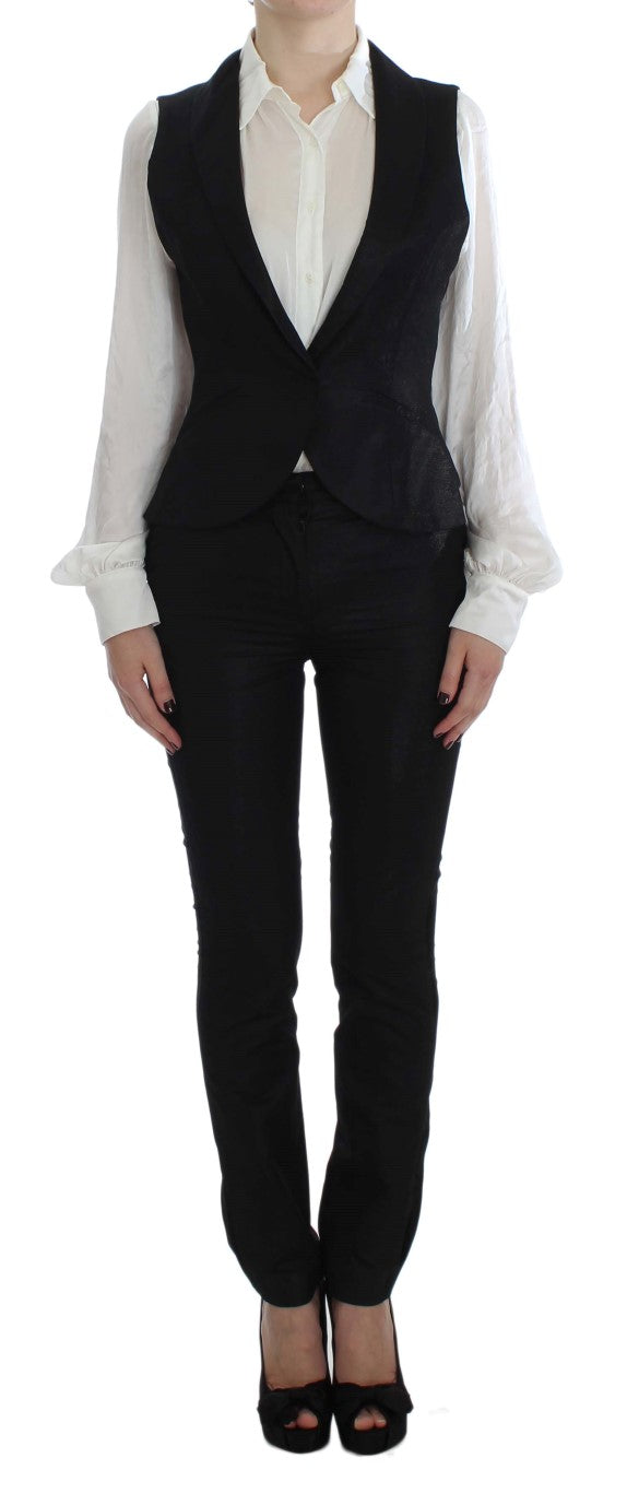 Exte Black One Button Three Piece Women's Suit