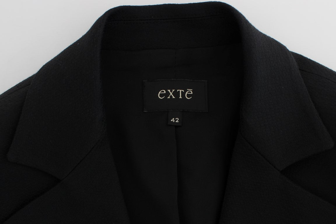 Exte Chic Black Stretch Blazer with Gold Button Women's Detail