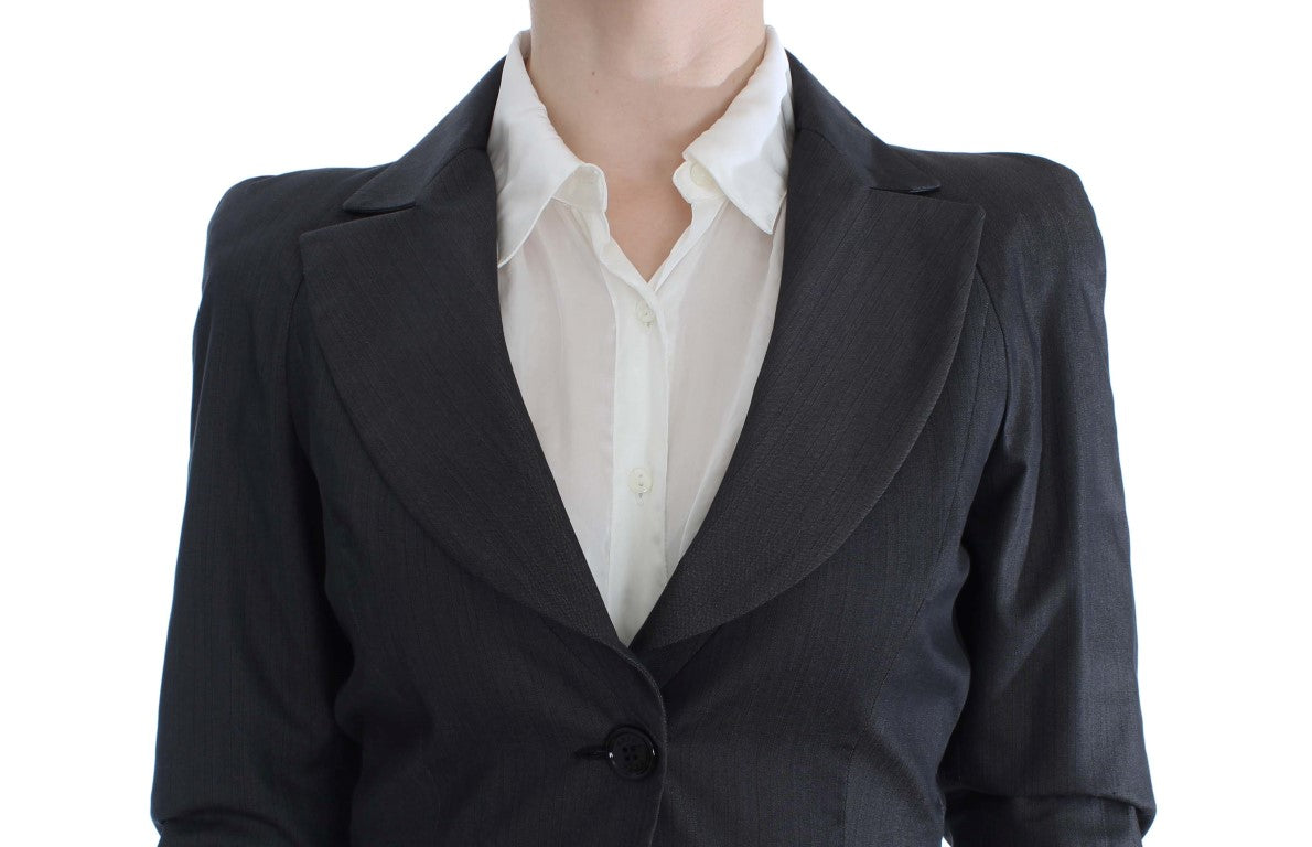 Exte Chic Gray Cotton Blend Pantsuit Women's Ensemble