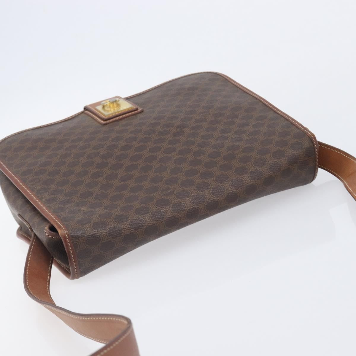 Celine Vintage Macadam Canvas And Leather Brown Canvas Shoulder Bag Bag (Pre-Owned)