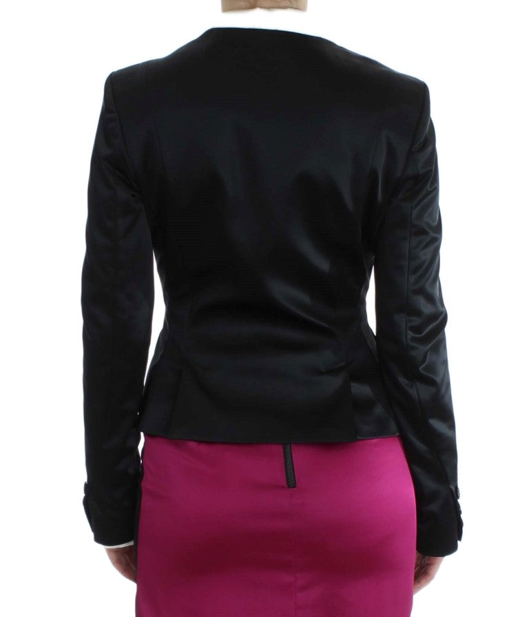 Exte Chic Black and Pink Single-Breasted Women's Blazer