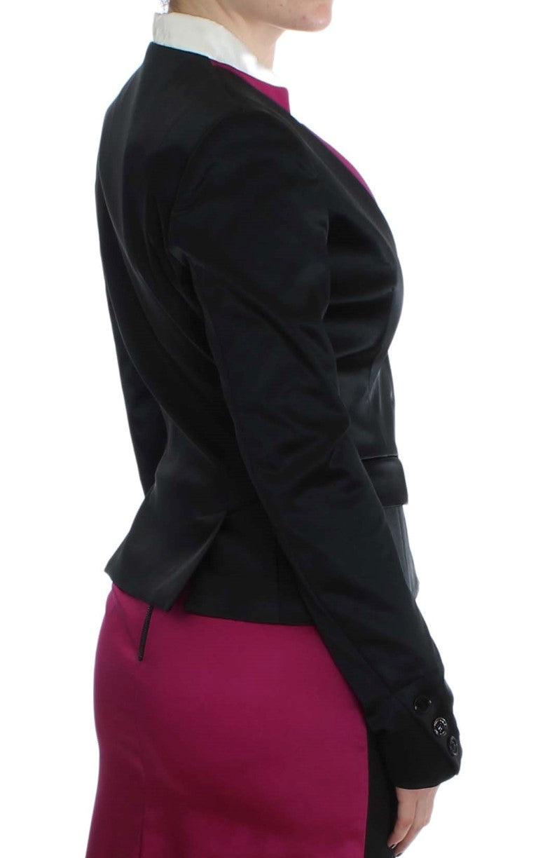 Exte Chic Black and Pink Single-Breasted Women's Blazer