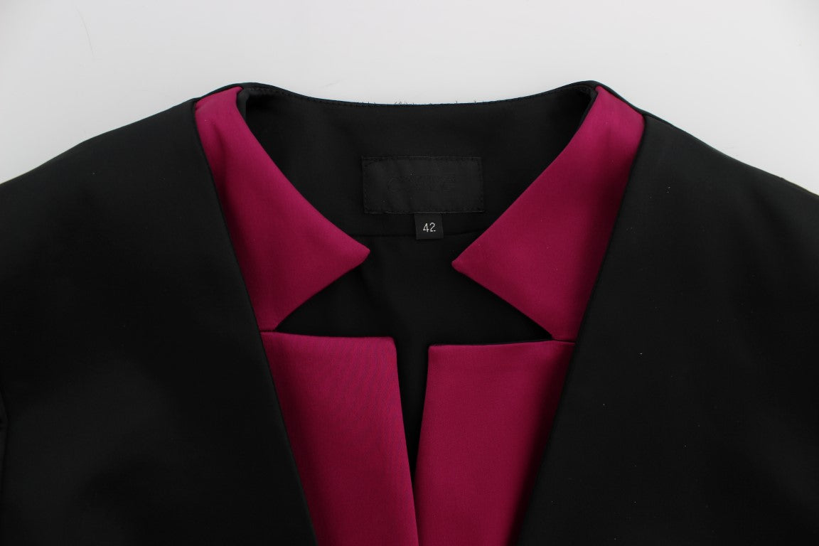 Exte Chic Black and Pink Single-Breasted Women's Blazer