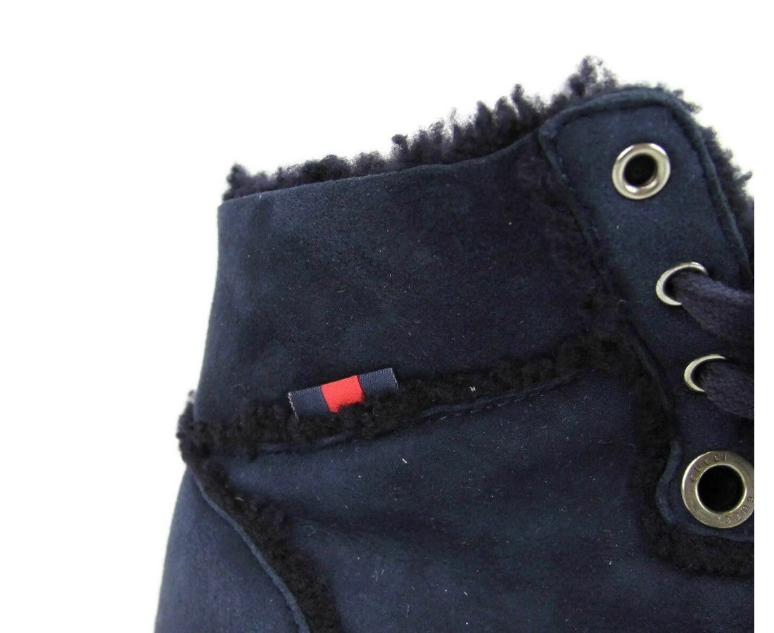 Gucci Men's Navy Shearling High-Top Sneaker