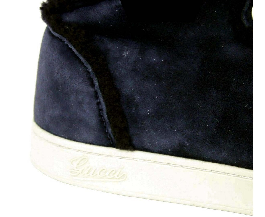 Gucci Men's Navy Shearling High-Top Sneaker