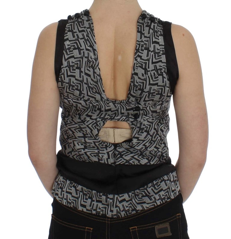 Karl Lagerfeld Gray Black Silk Blouse Women's Top