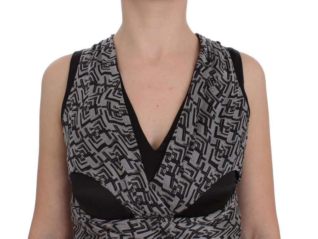 Karl Lagerfeld Gray Black Silk Blouse Women's Top