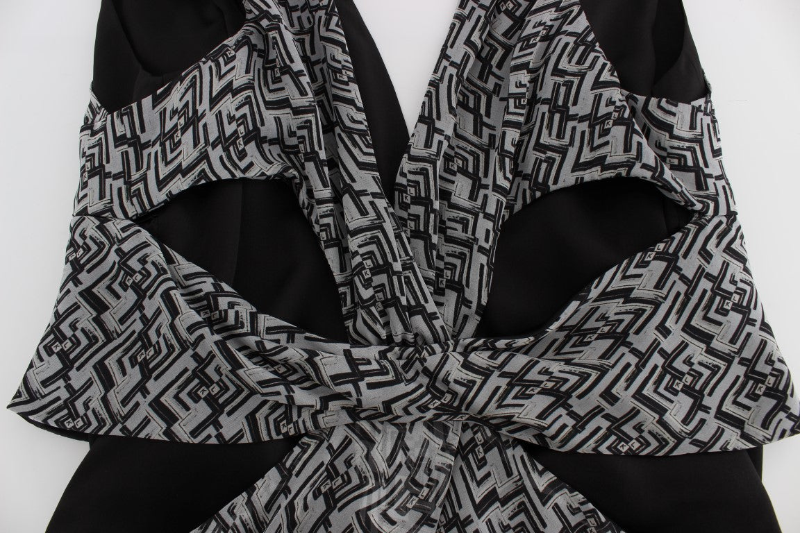 Karl Lagerfeld Gray Black Silk Blouse Women's Top
