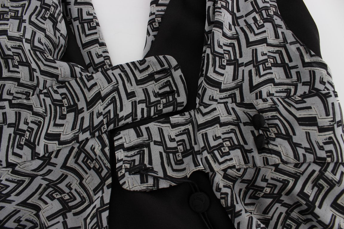 Karl Lagerfeld Gray Black Silk Blouse Women's Top