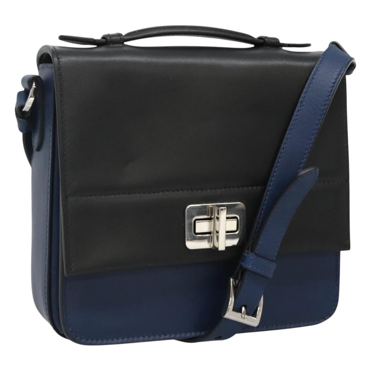 Bottega Veneta Turnlock Intrecciato Nappa Black Leather Shoulder Bag Bag (Pre-Owned)