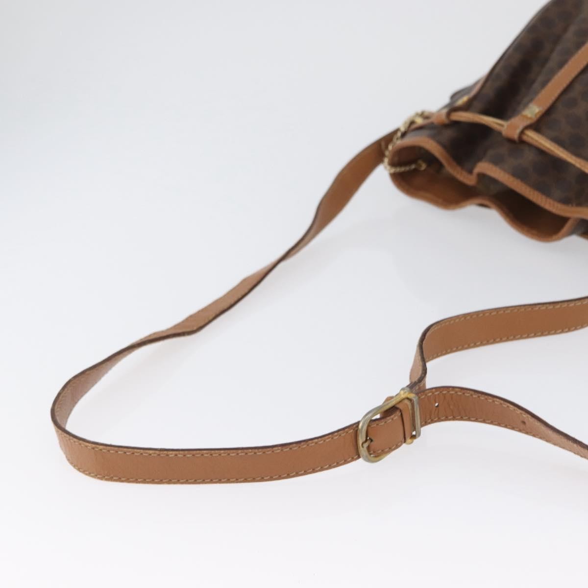 Celine Vintage Shoulder Bag Macadam Canvas & Leather Brown Canvas Shoulder Bag Bag (Pre-Owned)