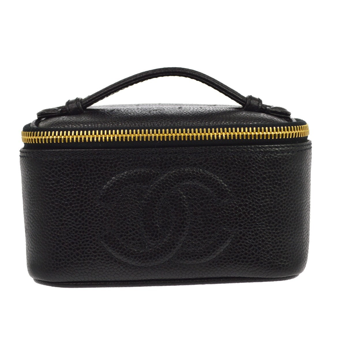 Chanel Vintage Timeless Cosmetic Case Caviar Black Leather Clutche & Pouche Bag (Pre-Owned)