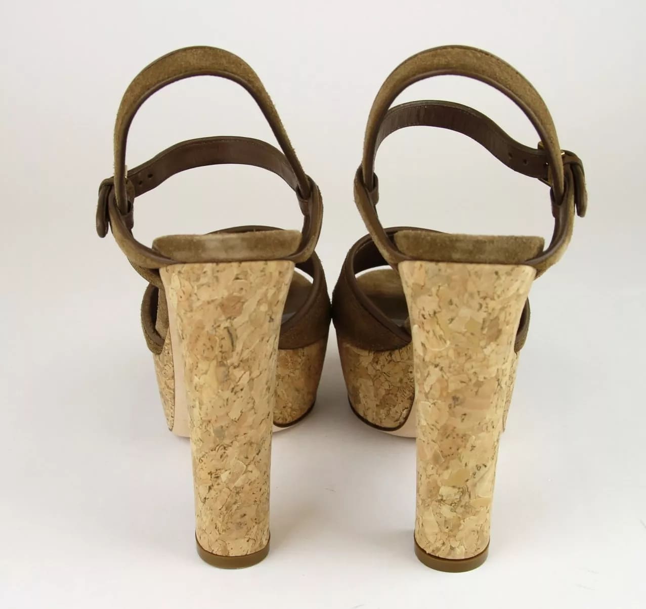 Gucci Danielle Suede Cork Platform Sandal, 38.5/8.5